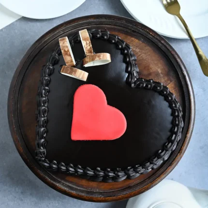 Heart on Heart Chocolate Truffle Cake